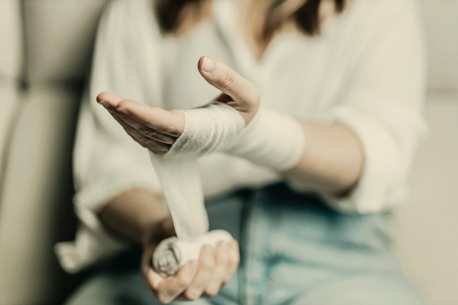 Wrapping a bandaged wrist